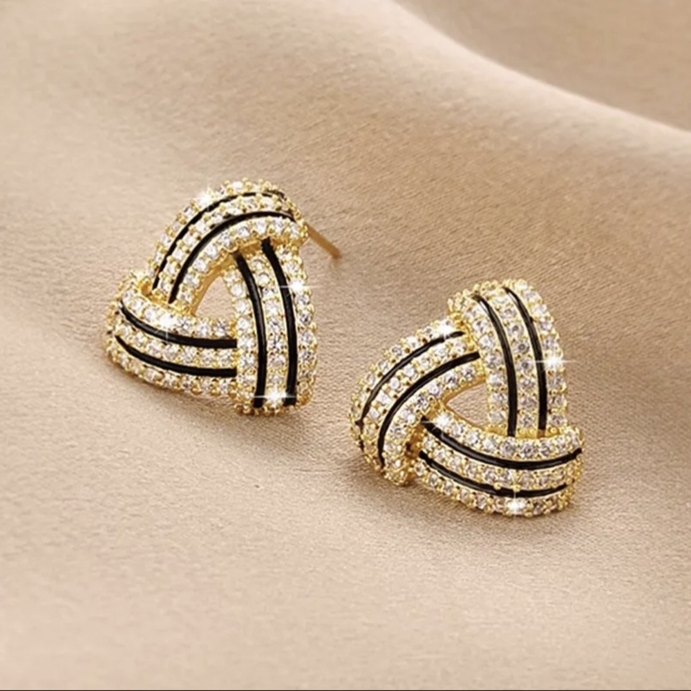Chic Gold and Black Women's Earrings